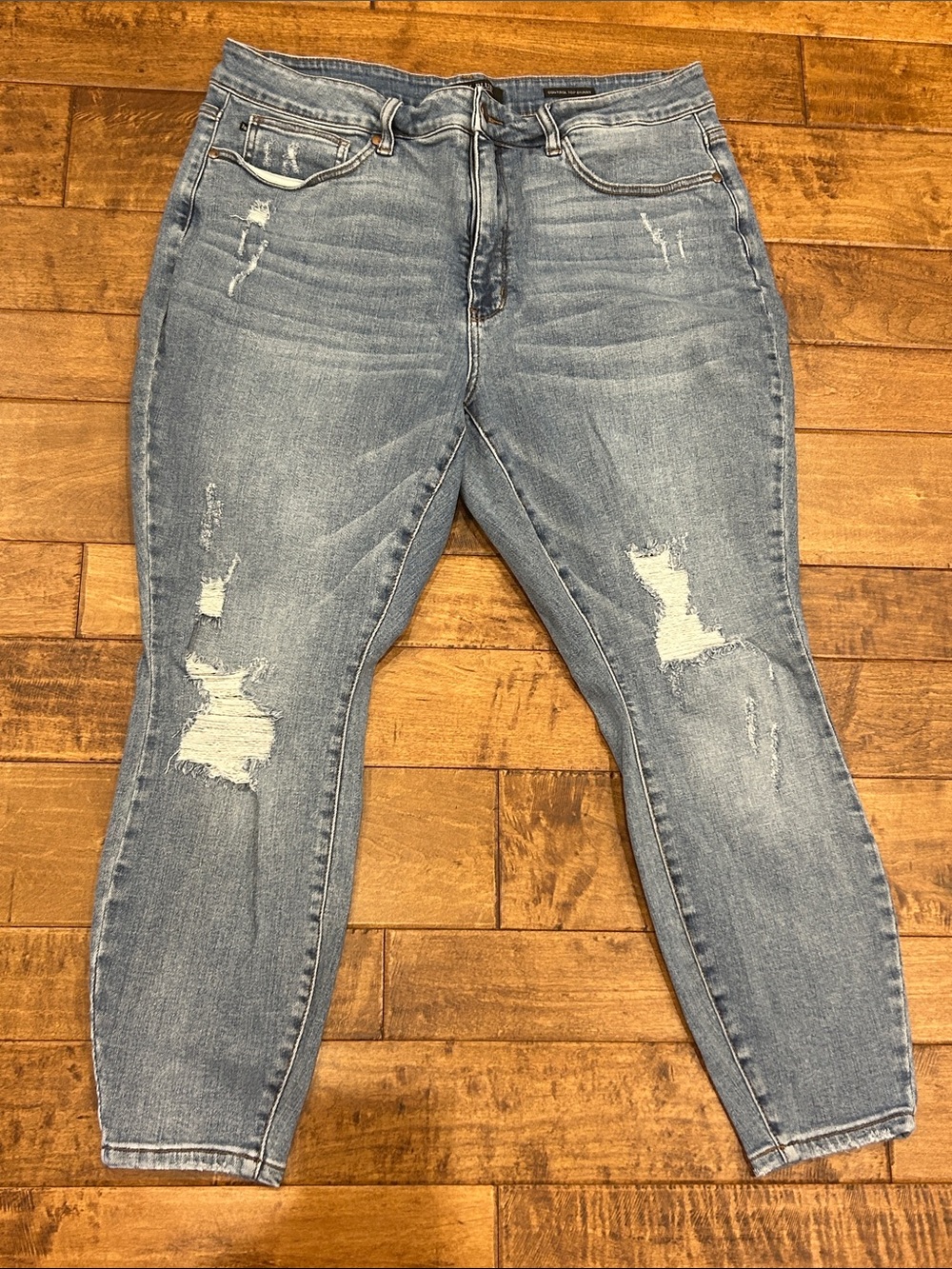 Judy Blue Faded Light Blue High-Rise Distressed Skinny Jeans